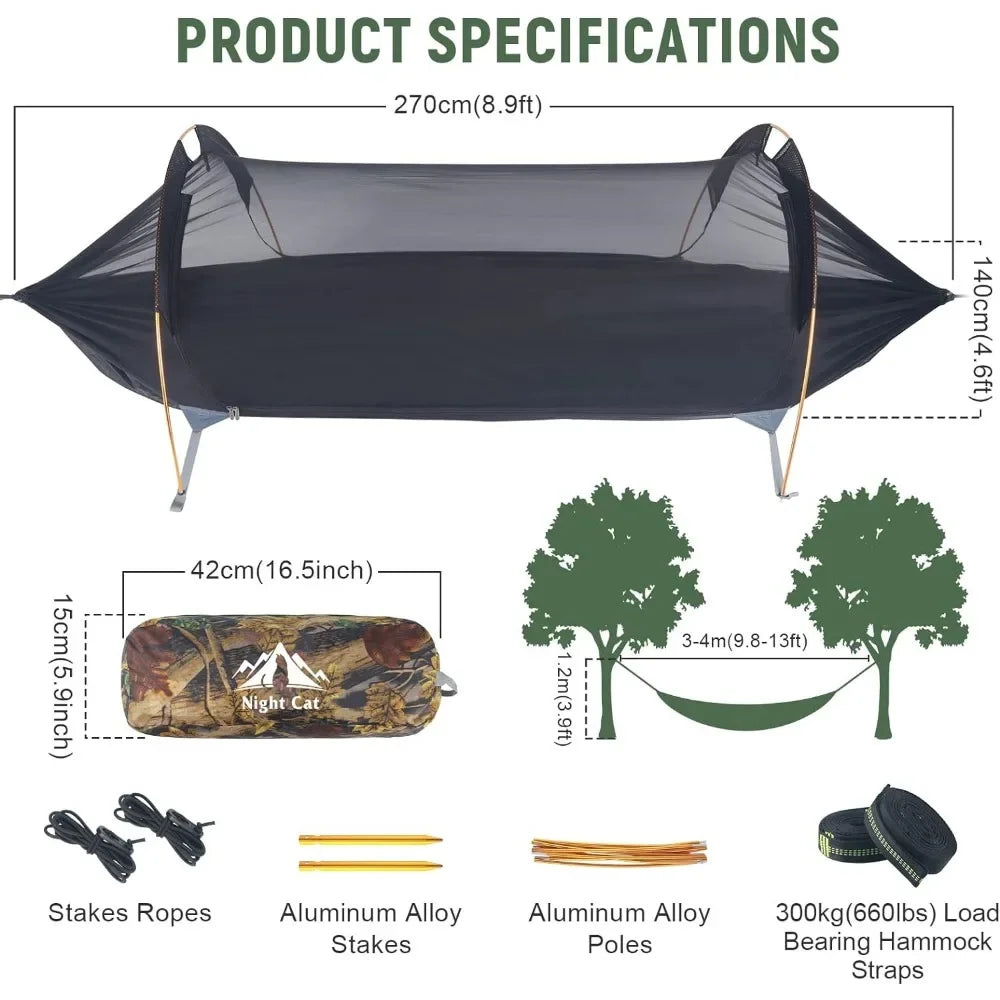 Camping Hammock Tent with Mosquito Net and Rain Fly