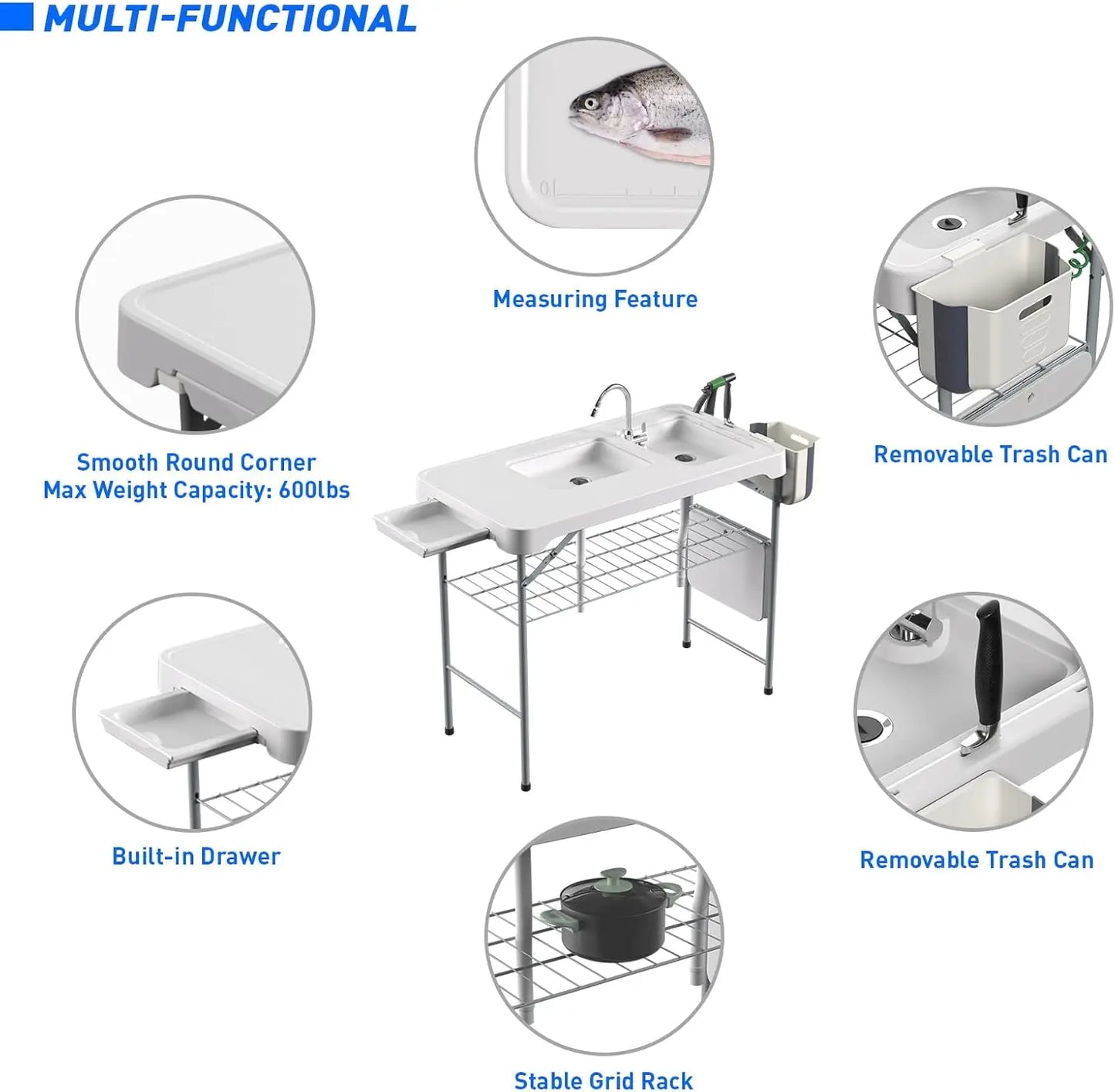 Portable Folding Cleaning Table with Sink