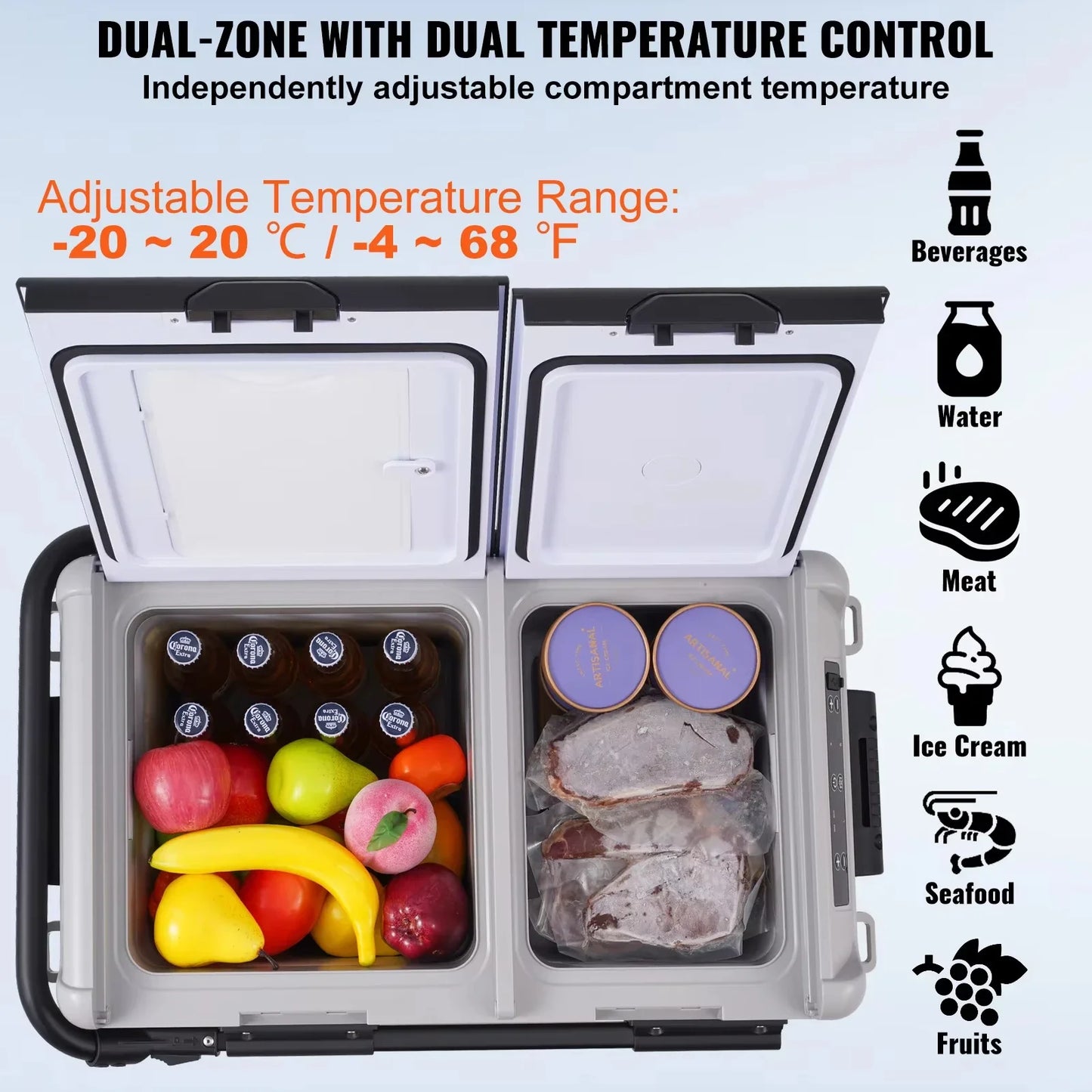 Portable 12 Volt Car  Dual Zone  Freezer  Cooler