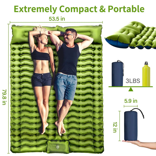 2 Person inflatable Sleeping Pad  Built-in Foot Pump