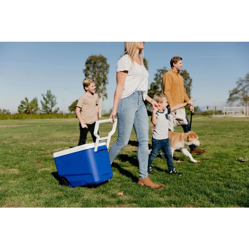 Igloo 38 QT. Hard-Sided Ice Chest Cooler with Wheels, Blue