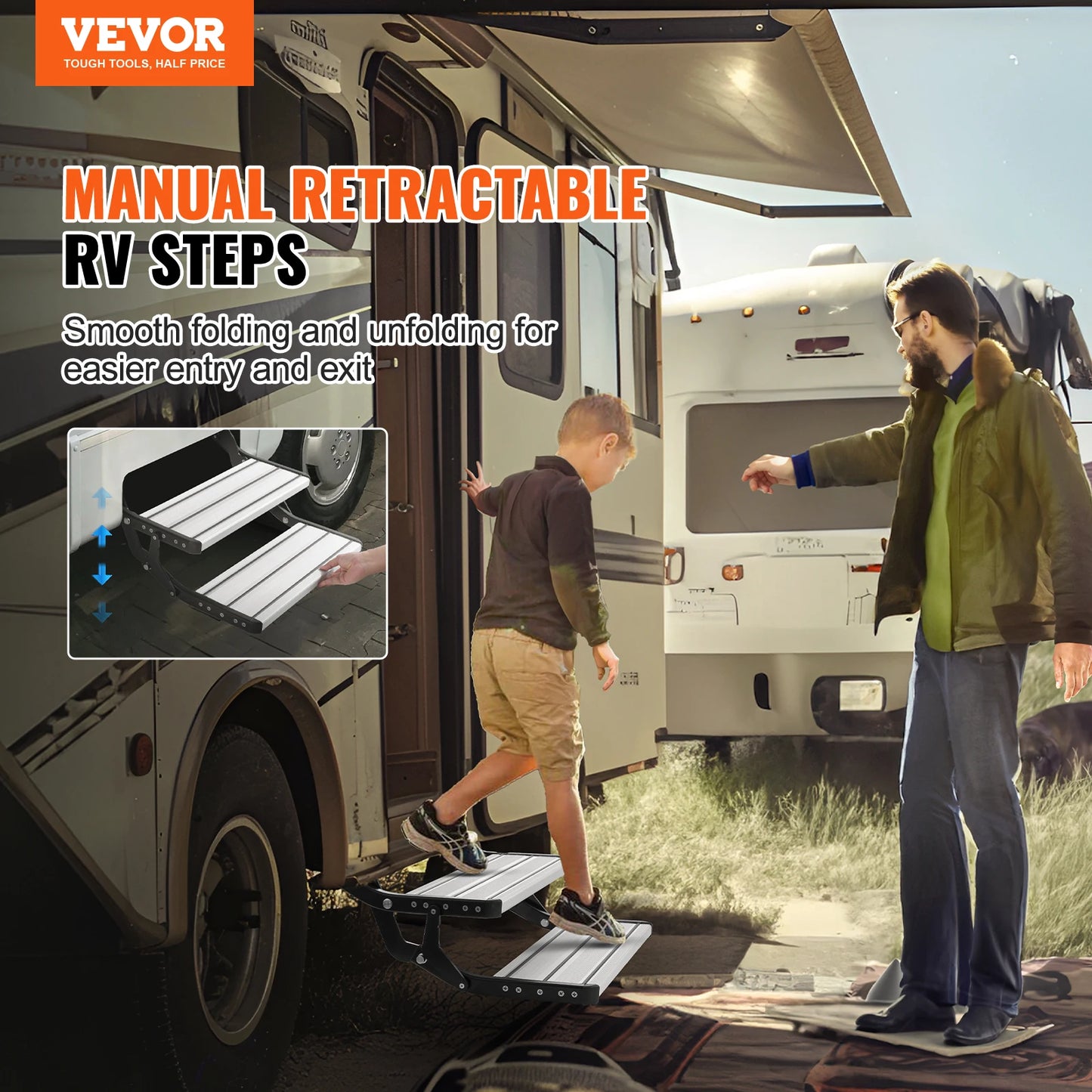 2-Step  Retractable RV Stairs