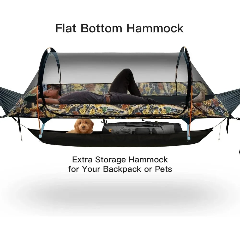 Waterproof Flat Lay Hammock Tent with Mosquito Net & Storage