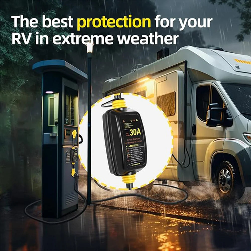 RV Surge Protector 30 Amp, Weatherproof And Fireproof