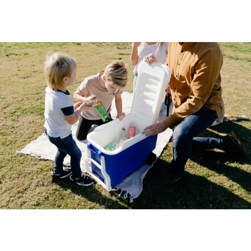 Igloo 38 QT. Hard-Sided Ice Chest Cooler with Wheels, Blue