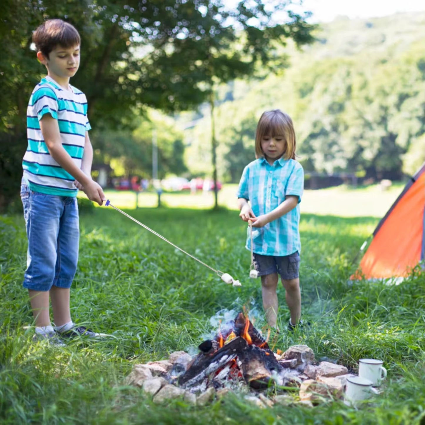 Telescopic U-Shaped Outdoor Roasting Sticks