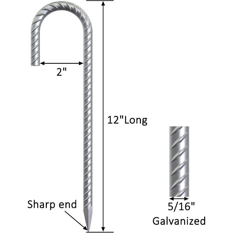 55 Pack 12"  Heavy Duty  Curved Steel Tent Stakes