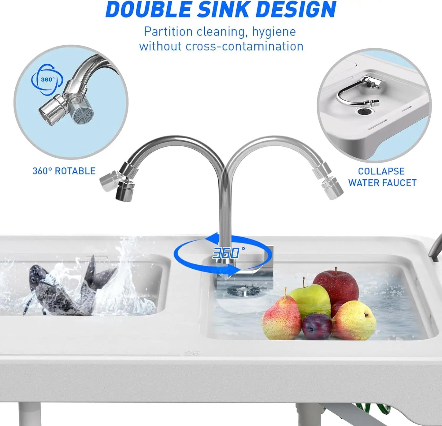 Portable Folding Cleaning Table with Sink